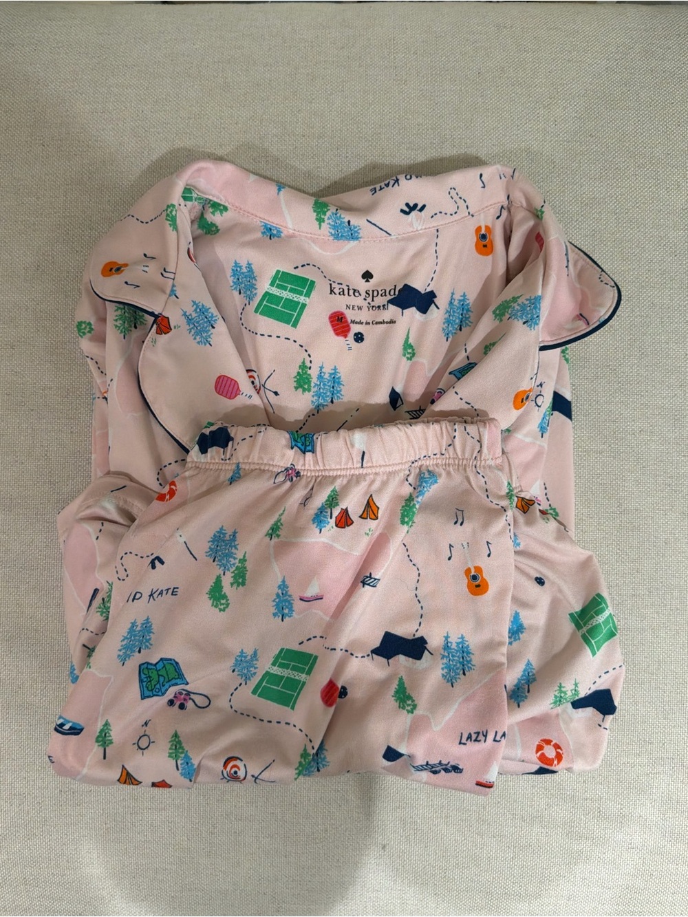 Kate Spade Camp Print Pink Pajama Set (Size M)